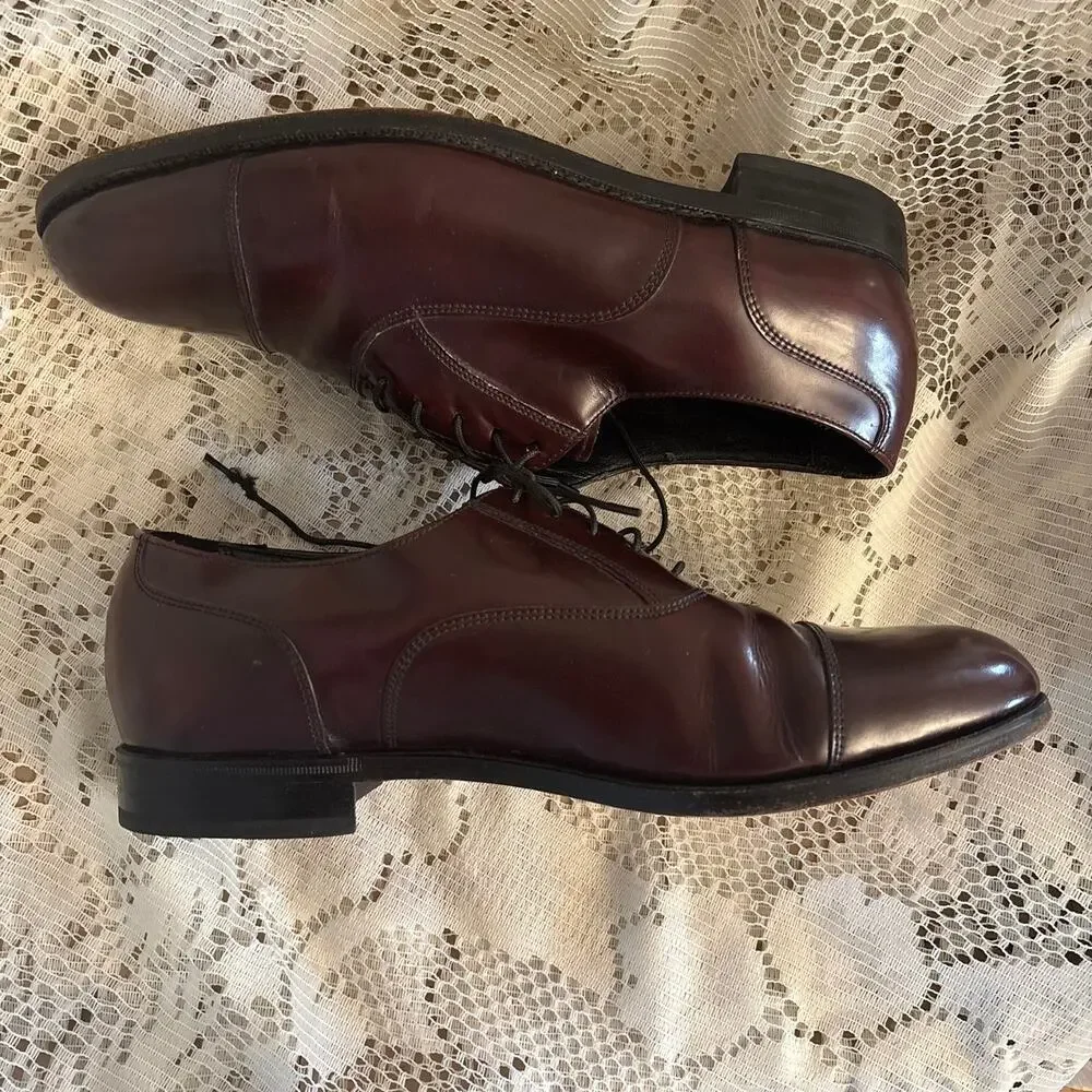 Florsheim Lexington Men's US 9.5 Burgundy Leather Cap Toe Oxford Dress Shoes